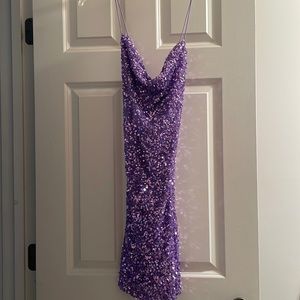Purple Sequins Mini dress